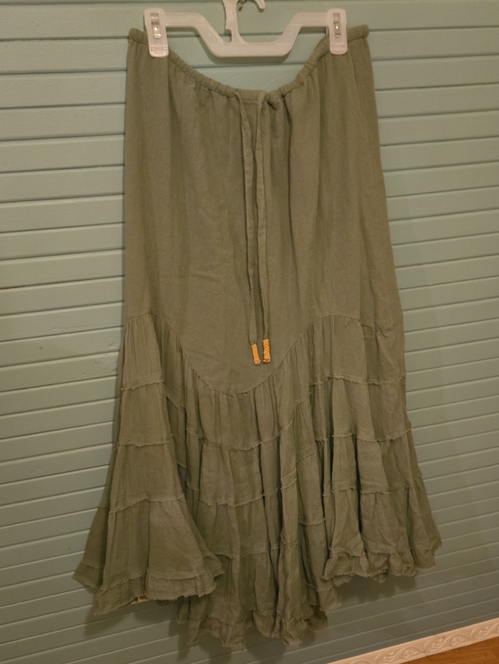 Free People Olive Tiered Like A Mermaid Maxi Skirt